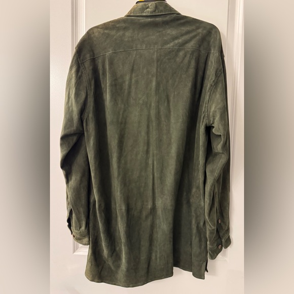 #1676 - McKenzie Tribe Genuine Suede Leather Partially Lined Shacket Olive Green - Picture 2 of 8